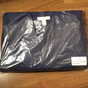 ALLISON WOODS WOMENS 2 PIECE SUIT NAVY BLUE SZ 18W